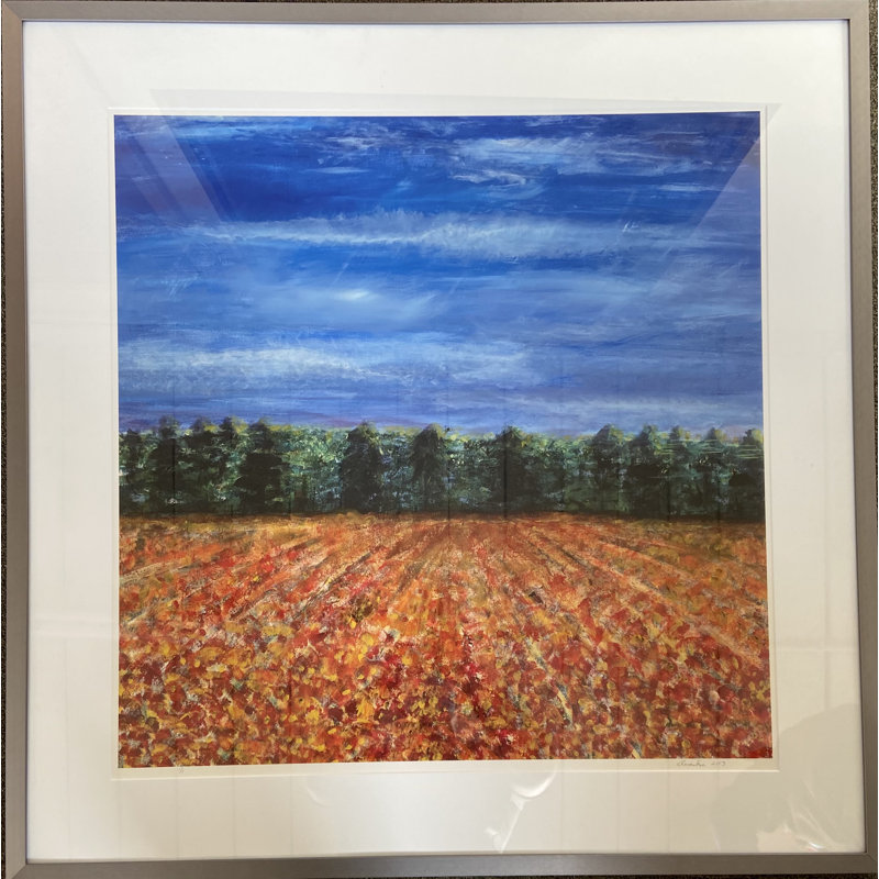 Red Fields Framed Painting Canvas