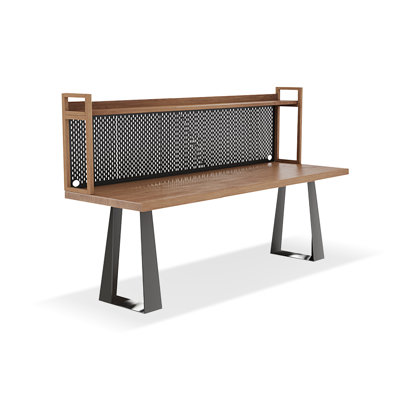 Nut-brown + Black Rectangular Solid Wood + Iron desk