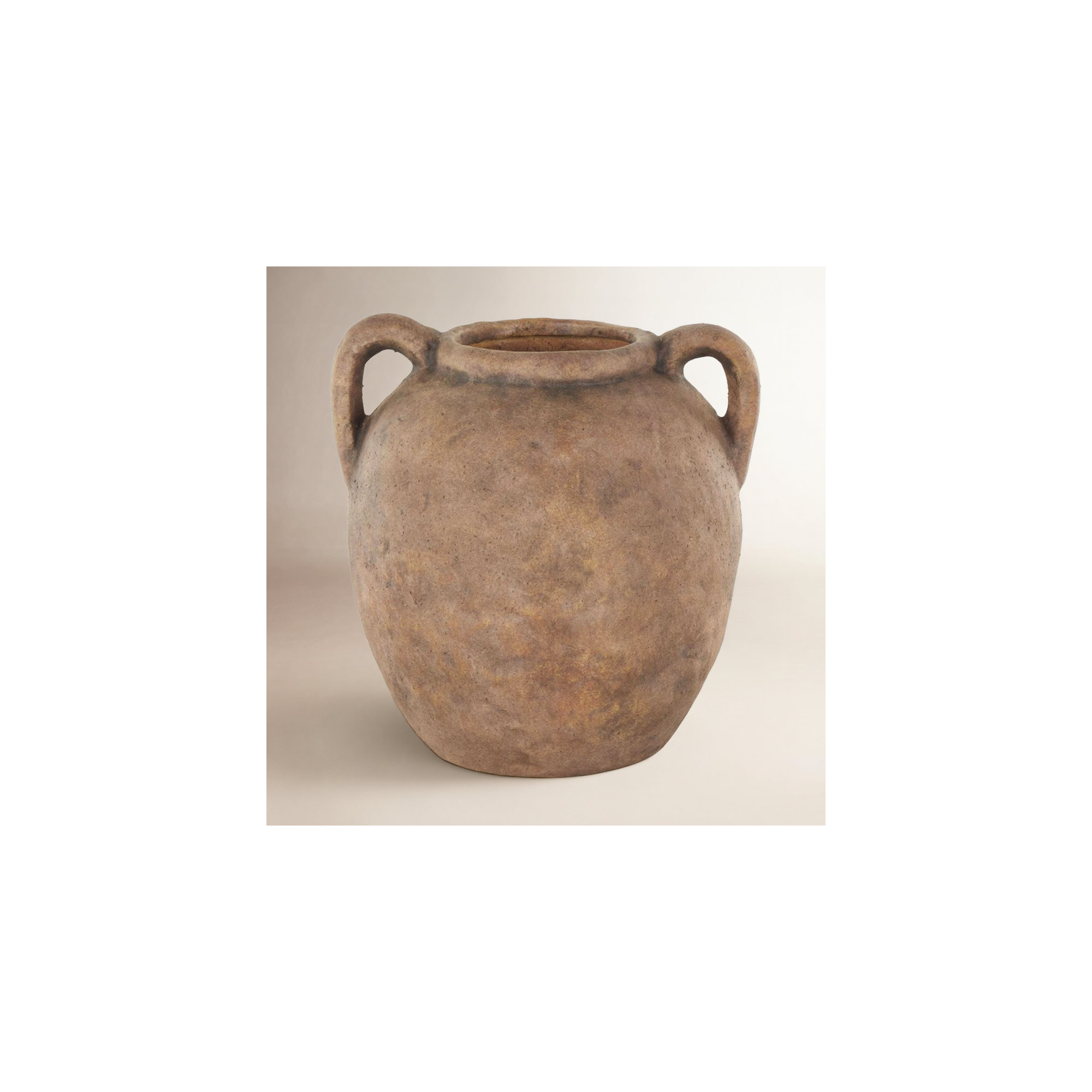 Birch Lane™ Badgley Ceramic Antique Style Textured Vase With Shadings And Handles, Brown