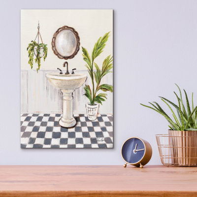 Art mural en verre acrylique 12 po x 16 po «Crisp Cottage Bathroom 2» par Silvia Vassileva Epic Art