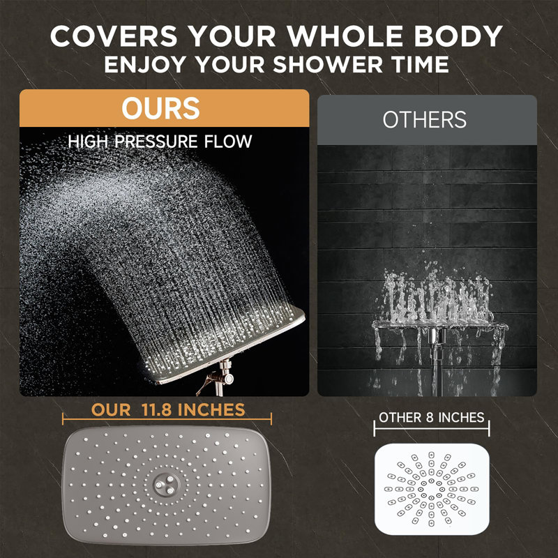 Rain Shower Head and Wide Showerhead Combo, Brushed Nickel