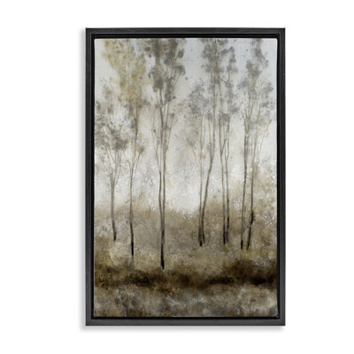 Art mural sur toile flottant subtilement boisé chatoyant noir clair, design par Tim Ottoole