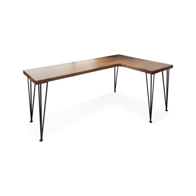 Brown L-Shaped Solid Wood Desks