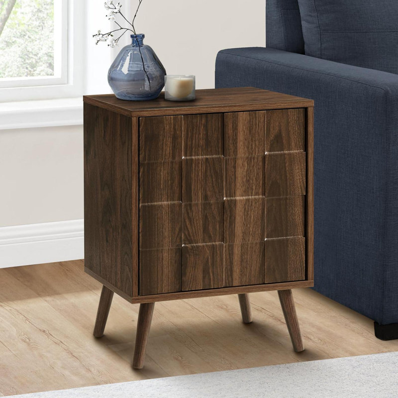 Table d'appoint, bout, table d'appoint, petit, rangement, lampe, stratifié noyer, moderne