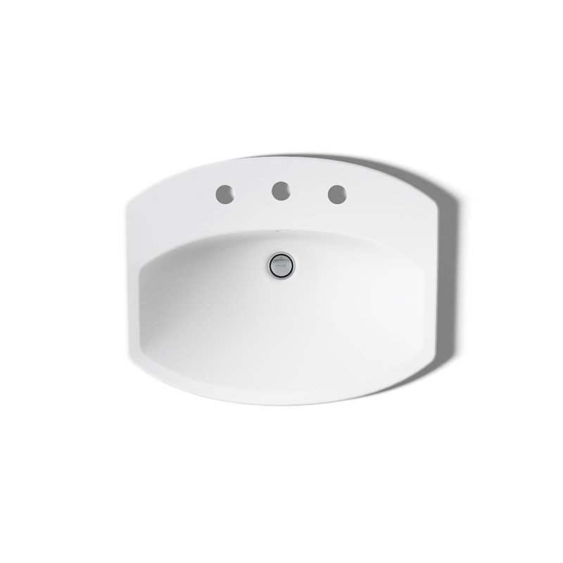 Cimarron® Vitreous China Rectangular Drop-In Bathroom Sink with Overflow, White, 8" Centers
