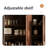 47.24" Walnut Finish Pine Sideboard, Glass Wine Cabinet & Tea Cabinet for Living Room