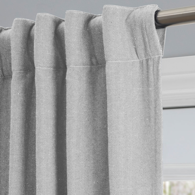 Waubun 100% Sustainable Cotton Blend Chevron Texture Unlined Light Filtering Rod Pocket Panel, Gray, 48" W x 84" L