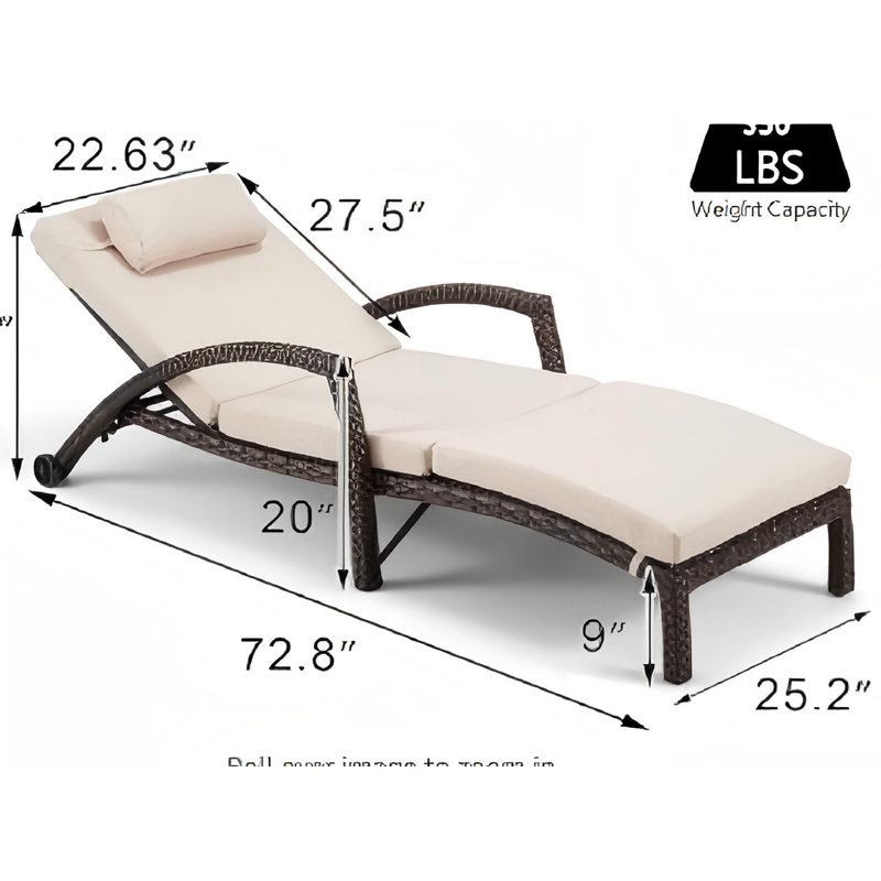 Chaise longue d'extérieur en osier PE, ensemble de 2 chaises longues en rotin et osier
