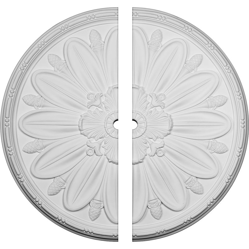Endurathane Delfina Ceiling Medallion, 40"OD x 2"ID x 1 7/8"P (Fits Canopies up to 2"), Two Piece, Factory Primed