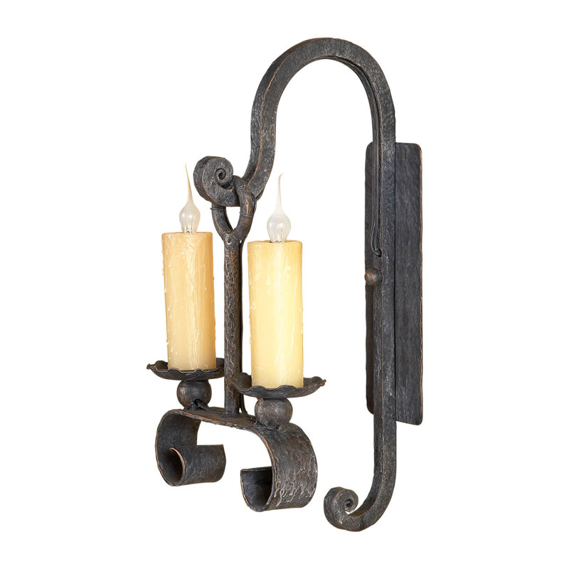 Wrought Iron Candle Wall Light, Old World