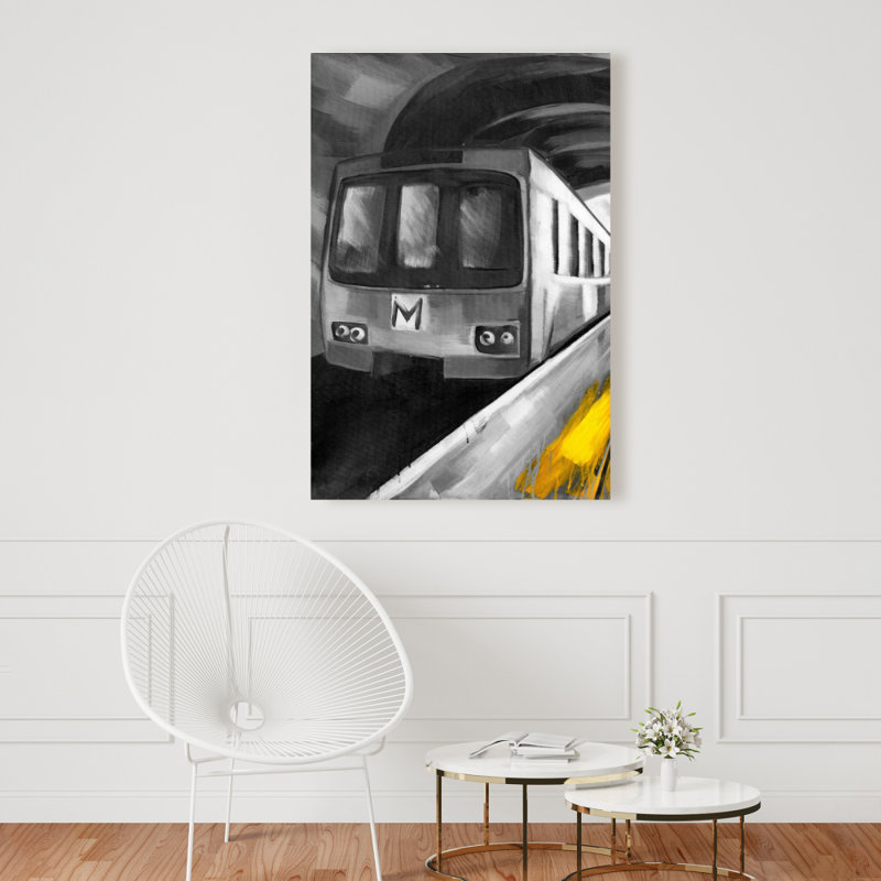 Art urbain sur toile - train gris pour décoration intérieure