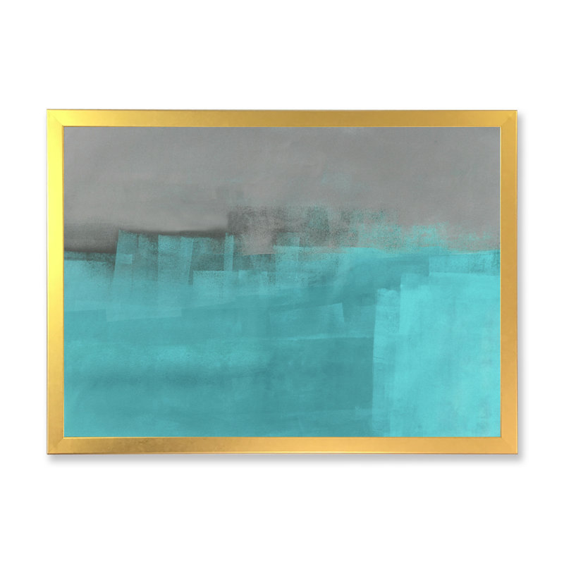 «Gray Meets Turquoise», reproduction d'art sur toile flottante, H 24 po x l 36 po x P 1 po, Encadrement doré