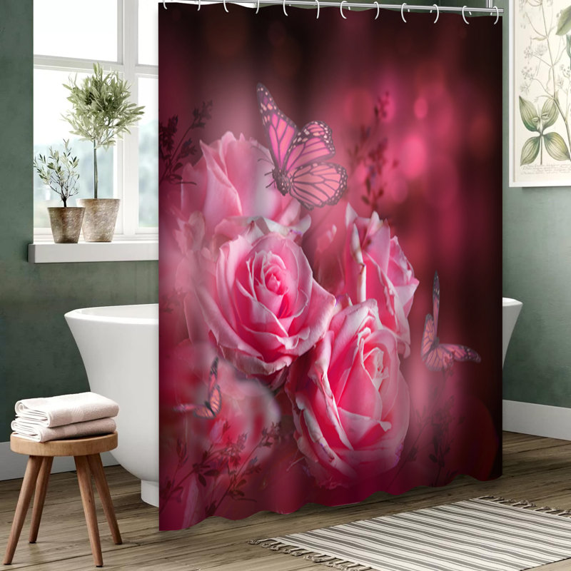 Rideau de douche Roses Butterfly, L 72 po x l 78 po