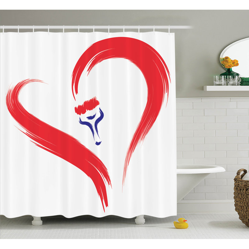 Ensemble de rideau de douche à motif de cœur brossé, H 84 po x l 69 po