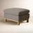 Linen Blend Goose Feather Down Upholstered Ottoman With Wood Leg-851004606