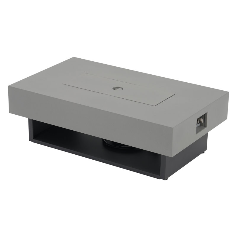 Table de foyer d'extérieur rectangulaire en acier, Gris