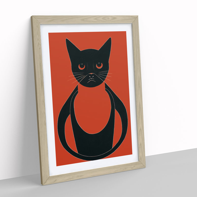Artful Cat - Single Picture Frame Print, 34cm H x 25cm W x 2cm D, Oak Framed