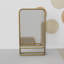 Miroir mural avec tablette, cadre en métal doré, miroir de salle de bain rectangulaire avec tablette de rangement