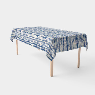 Rectangular Tablecloth, 100% Cotton, 52X104", Blue Batik Stripe