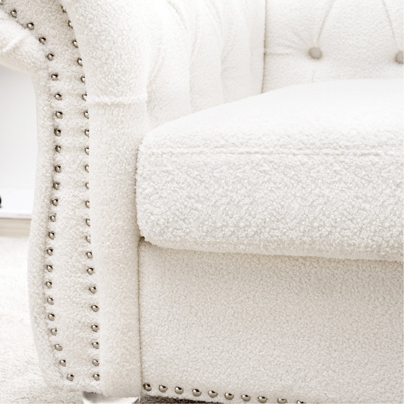 Sofa 1 place pour salon, Polyester blanc, Clear