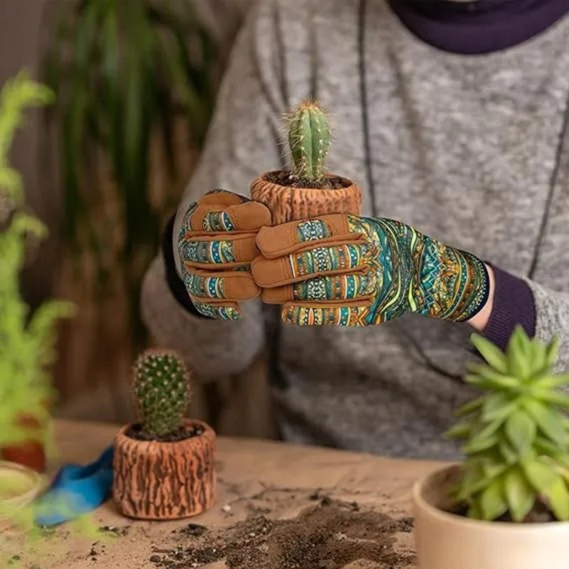 Gants de jardinage en cuir pour femme - résistant aux épines, compatible avec les écrans tactiles, respirant et flexible
