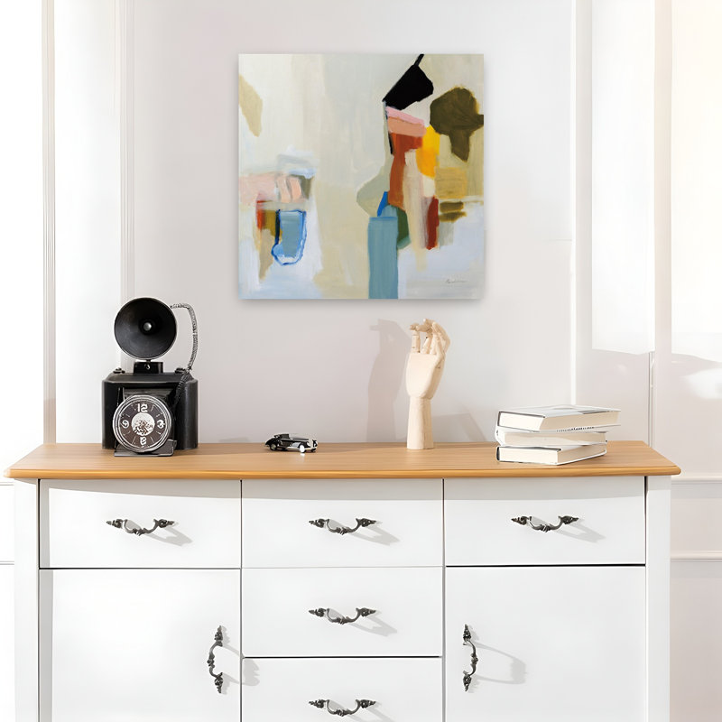 Escalade contemporaine avec art abstrait beige, H 18 po x l 18 po