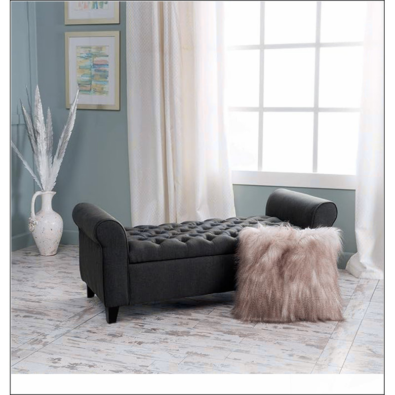 HAYES ARMED STORAGE BENCH A solid basic framework, comfortable, durable and beautiful, Dark Gray