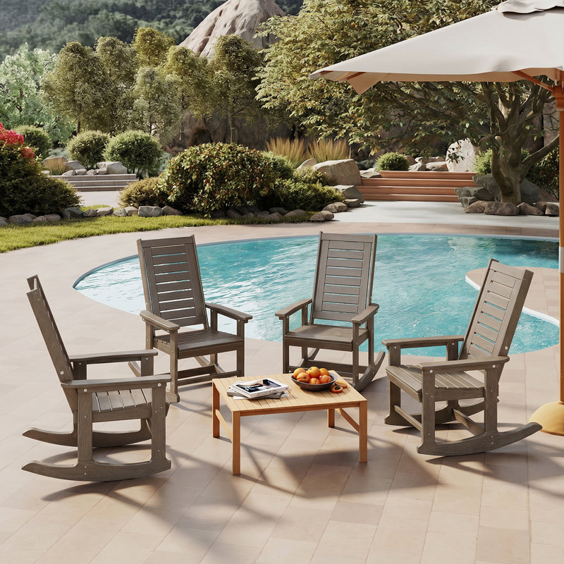 Hdpe Outdoor Rocking Chair (set Of 4), Wood