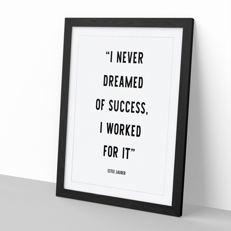 Dreamed of Success - Picture Frame Typography, 36cm H x 27cm W x 2cm D, Black