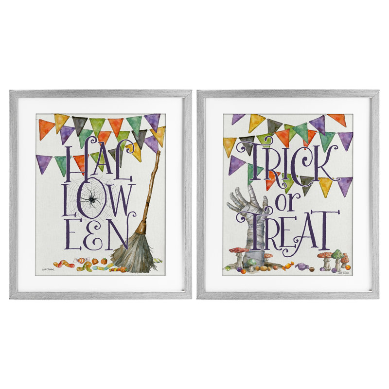 Ensemble de 2 impressions encadrées sous verre Spell rebondies d'Halloween, design par Leslie Trimbach, H 16 po x l 13 po