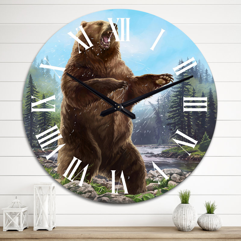 Bear Standing Bear - Traditional Wall Clock, Medium