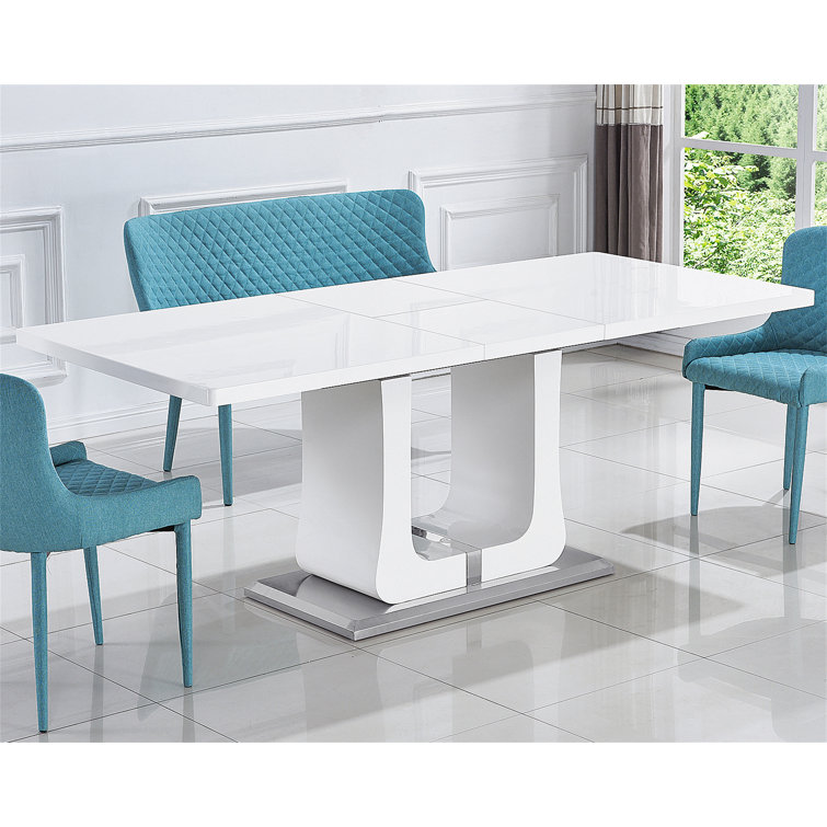 Orren Ellis Dimesha Extendable Glass Top Dining Table | Wayfair