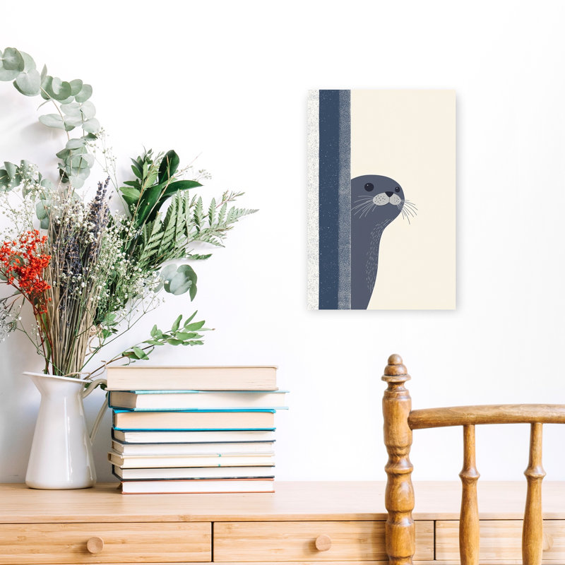 Curious Blue Seal Minimalist Modern Animal Nature Wall Art Print by Mathieu - Wrapped Canvas Print, 45.72cm H x 30.48cm W
