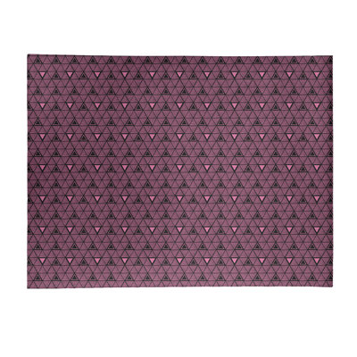 Tapis rose foncé/rose clair/noir à triangles dessinés à la main