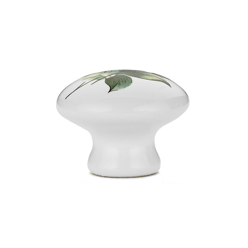 Expression 1 3/8" Diameter Mushroom Knob, Green Flower