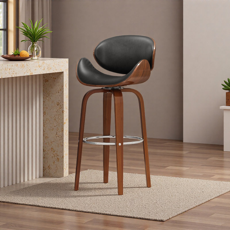 Tabouret de bar pivotant Mid-Century, Noir