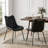 Set of 4 Mid-Century Modern Dining Chairs, Upholstered Faux Leather Side Chairs with Metal Legs, Black-1244013427-1244013431