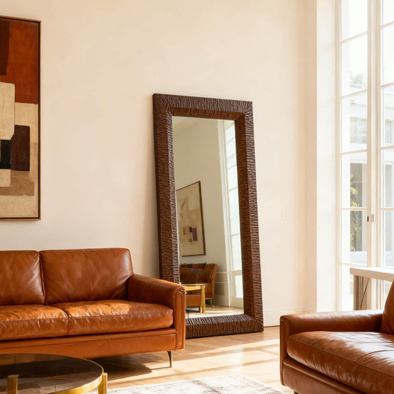 American retro solid wood full-length mirror, 78.74" x 39.37", Brown