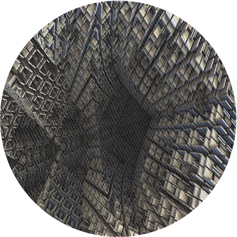 Tapis gris tissé à la machine, Rond 6 pi