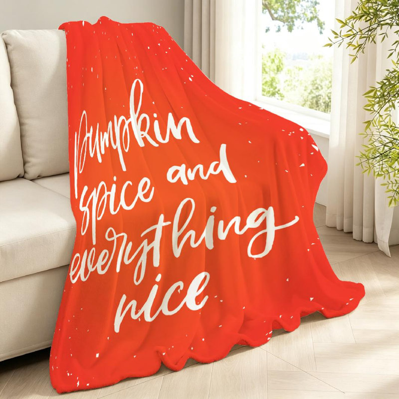 Jeté en flanelle orange ultra doux, impression d'un seul côté, Throw 40" x 50"