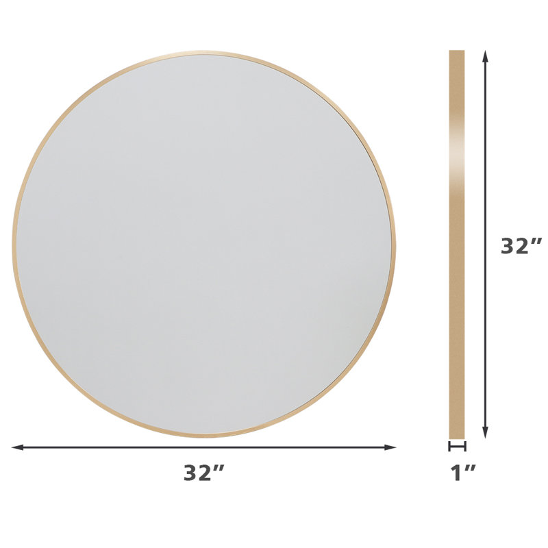 Miroir mural en aluminium, 32 po x 32 po, Doré