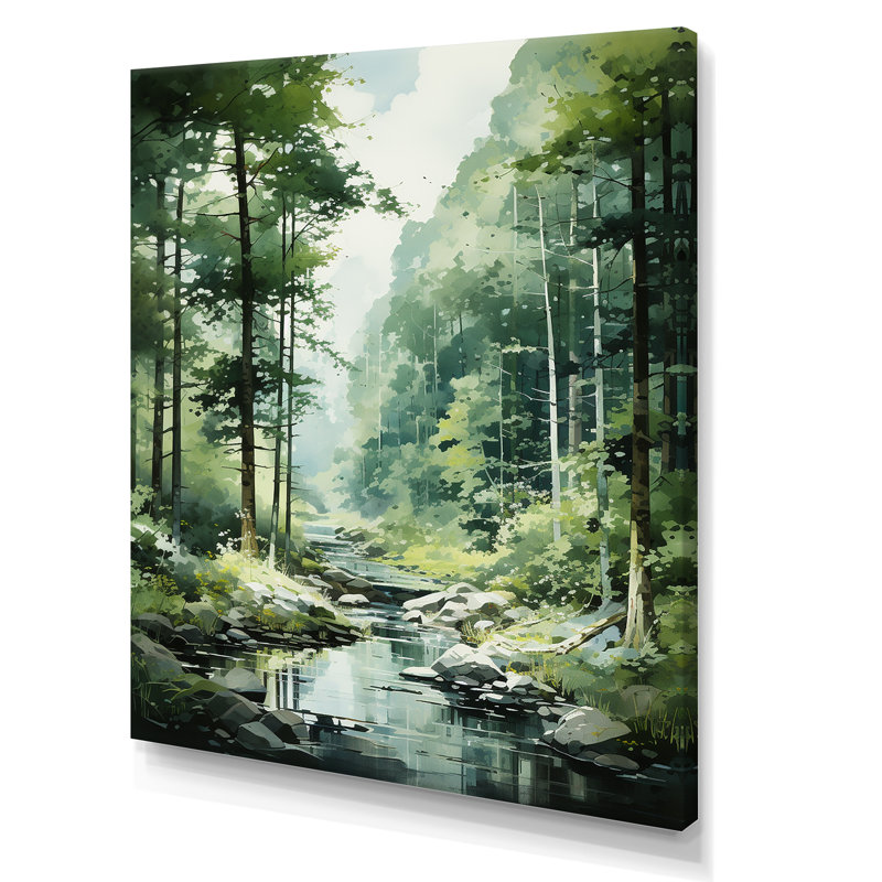 Tranquil Shadows Green Forest I, reproduction d'art sur toile, H 20 po x l 12 po x P 1 po, Toile tendue