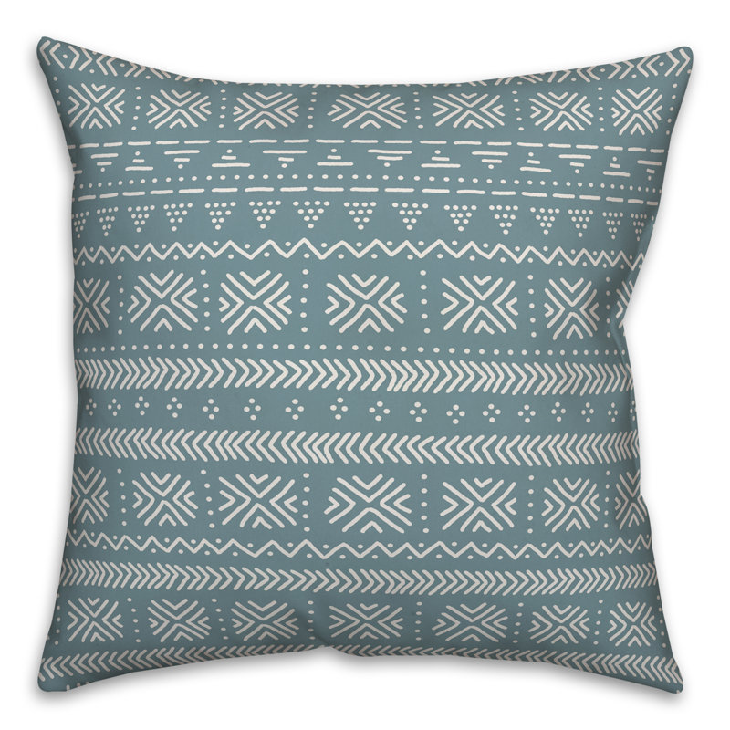 Throw Pillow, 20" x 20", Blue/White Geometric 3