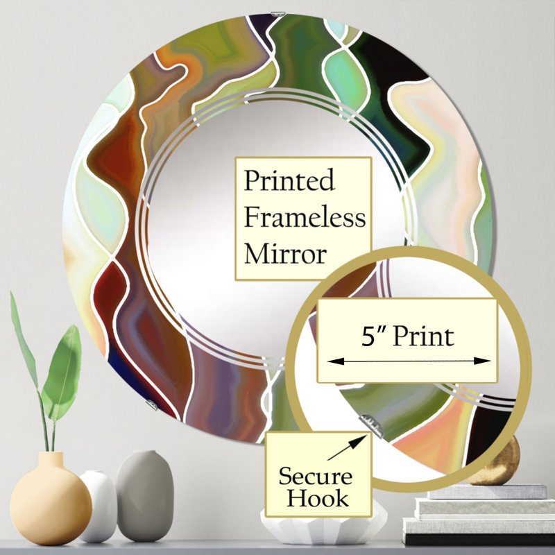 Abstrait coloré de courbes féminines - Miroir mural Glam rond, 24 po x 24 po