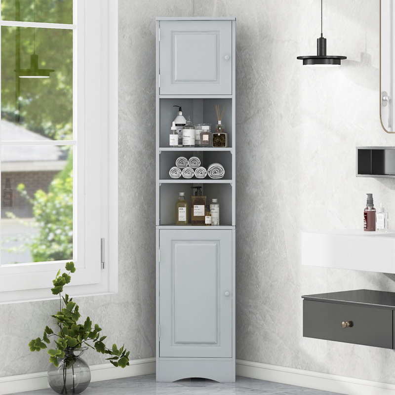 Armoire de rangement multi-fonctionnelle avec deux portes et tablettes réglables, tablette ouverte