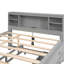 Lit plateforme gris double avec rangement dans la tête de lit, 3 tiroirs, lit gigogne simple et - Durable avec tête de lit de rangement, tiroirs modernes et