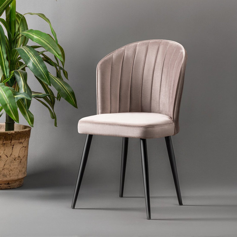 Ensemble de chaises élégantes (4 pièces), cappuccino et noir, 20,5 po x 33,5 po x 16,5 po | 100% panneau de fibres à densité moyenne avec tissu 100% polyester, pieds en métal | Design moderne pour les espaces de salle à manger et de vie, confort et élégance combinés