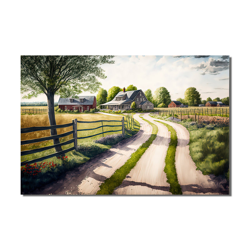 Calm Red Barn In Spring IV - Barn Landscape Art mural