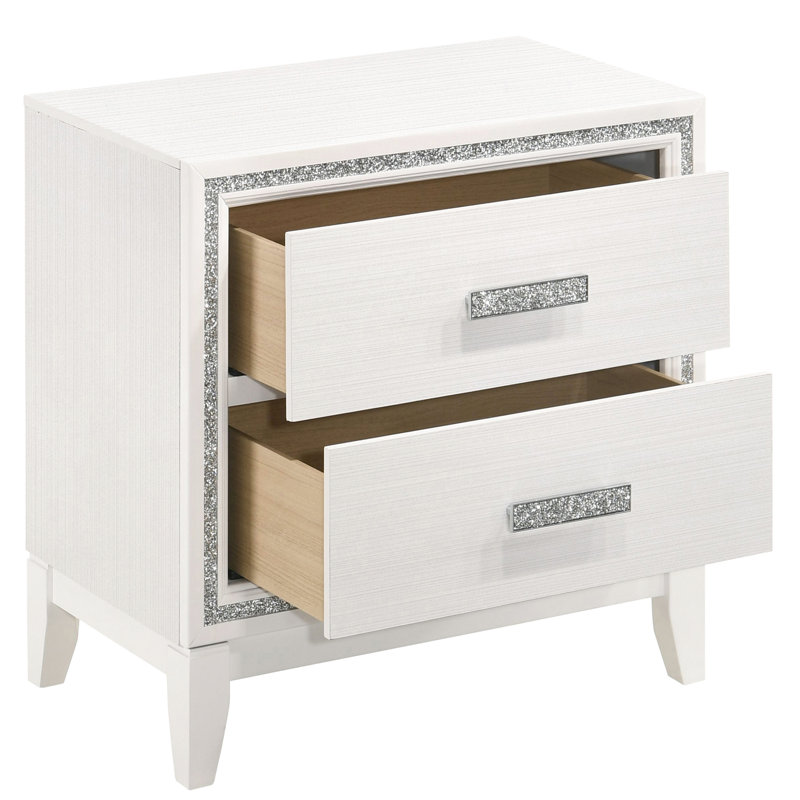Table de chevet blanche 2 chambres - Vaste espace de rangement et mécanisme d'arrêt pour une touche moderne spacieuse avec fonctionnalité