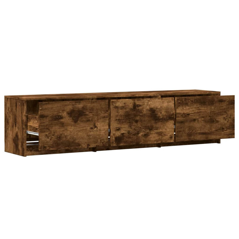 Unfinished TV Stand for TVs up to 88", Smoked Oak, 40cm H x 165cm L x 34cm W